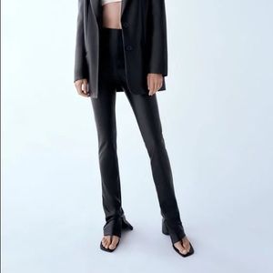 Zara extra long faux leather leggings